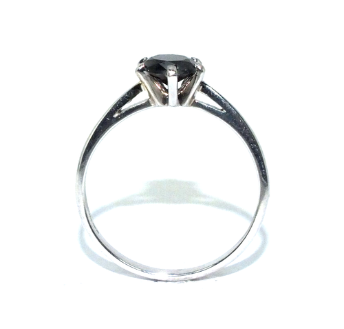 Damen Elegante 9ct Weiß Gold Ring Set mit Einem Full Karat Schwarzer Diamant, Eu - Bild 2 von 8