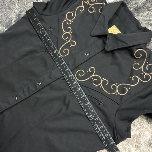 Scully Shirt Womens Large Western Pearl Snap Embroidered Cross Short Sleeve - Picture 4 of 5