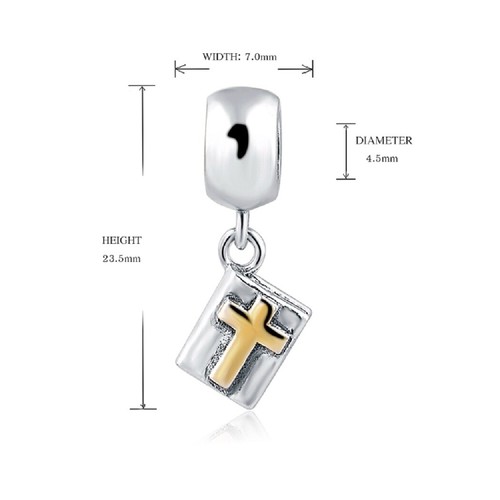 Sterling Silver 925 Charm Holy Bible Cross Pendant Dangle Family Friend Wife Mum - Picture 5 of 17