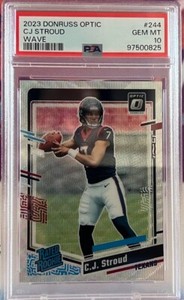 CJ STROUD 2023 DONRUSS OPTIC RC #244 WAVE 208/300 PSA 10 GEM MINT ROOKIE