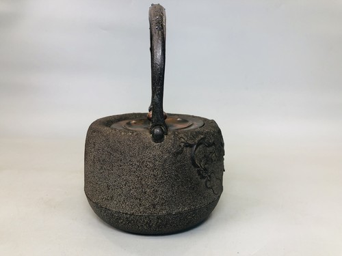 Y5869 TETSUBIN Iron kettle pot inlay Dragon signed Murashido lid Japan antique - Picture 4 of 12
