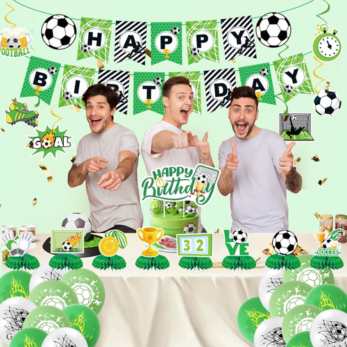 Soccer Birthday Party Decorations,34Pcs Set Soccer Party Decorations with Balloo - Picture 6 of 12