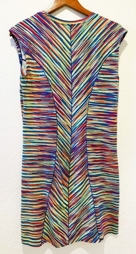 Title Nine Women's Rainbow Striped Dream Dress Scoop Neck Stretch Knit sz. Large - Picture 3 of 5