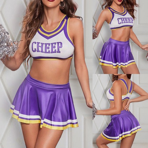 Womens Festival Cheer Cheerleading Costume Party Performance Set Crop Top Skirts - Picture 1 of 19