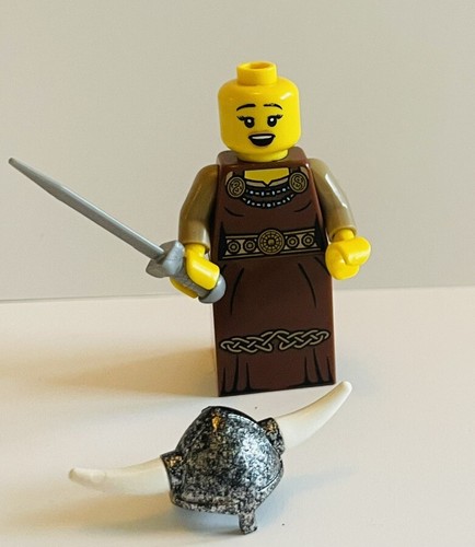LEGO Viking Woman col109 Minifigure. Collectable Series 7. CMF. Wrong Helmet - Picture 2 of 4