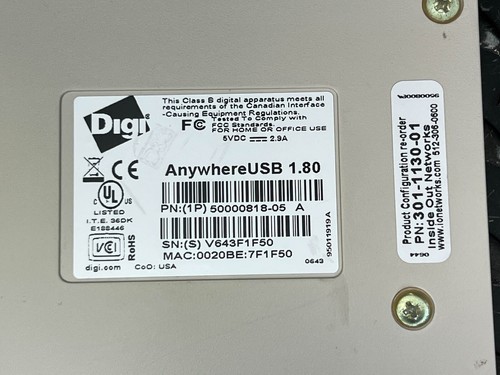Digi / Inside Out AnywhereUSB /5 Remote I/O Concentrator G1 - Picture 9 of 9