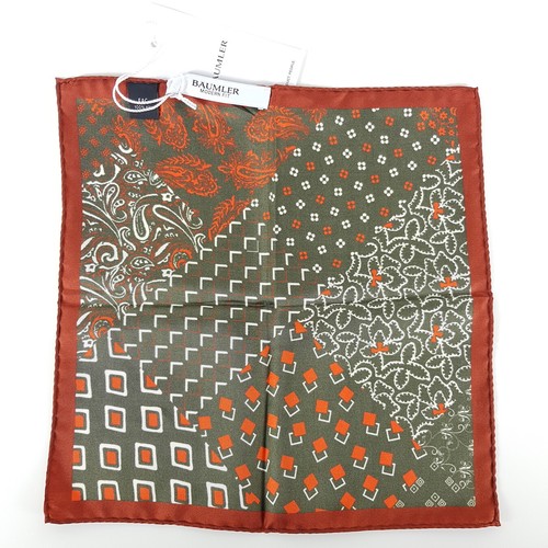 Bäumler Einstecktuch Seide Rot Beige Schwarz Satin Tuch Muster-Mix Paisley 32x32 - Bild 3 von 3