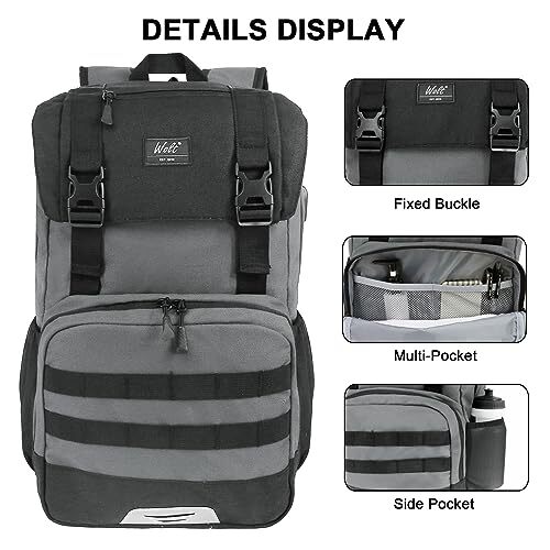 Laptop Backpack with USB Charging Port Fits Up to 17 Inch Laptop, College Grey - Picture 3 of 6