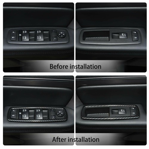 Car Window Lift Switch Button Frame Trim for Dodge Charger 2011-19 Carbon Fiber - Picture 2 of 7