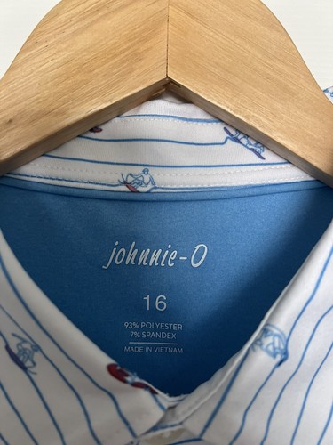 Johnnie-O Surfin Stripes Polo Shirt Boys Size 16 NWT - Picture 3 of 8