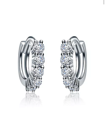 Elegant Extra Mini Huggie Hoop Earrings with White Gold-Plated Cubic - Picture 2 of 3
