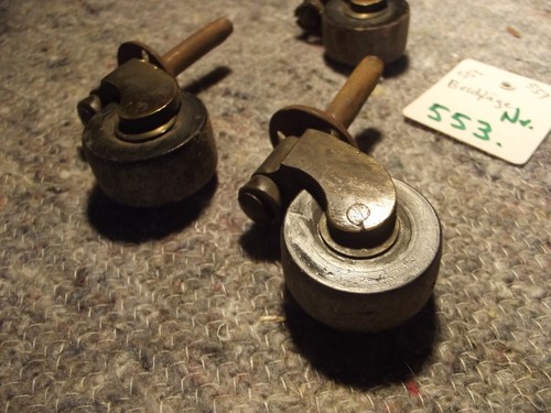 Beschlag, Nr. 553, 2/3 antike Möbelrollen, Messing, alt, - Bild 5 von 14