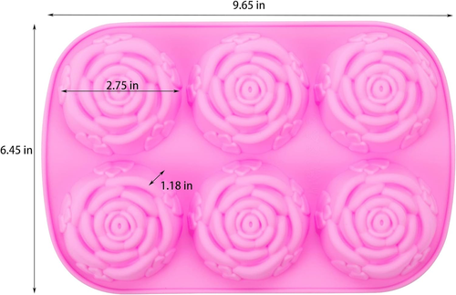 6 Cavity Rose Flower Silicone Mold for Cake Chocolate Candy Cupcakes Pudding Muf - Bild 2 von 6