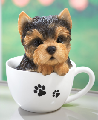 Adorable Yorkie Pup Sitting in A Teacup – Detailed and Realistic
