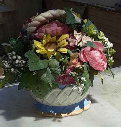 Porcelain CBK 2002 Floral Basket - Picture 1 of 9