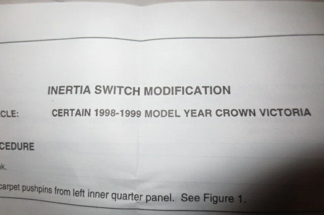 KIT MODIFICACIÓN INTERRUPTOR INERCIA FORD 98-99 CROWN VICTORIA XW7Z-9D379-AA Foto 2 de 4