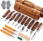 Wood Carving Kit with Large Leather Case for Beginner and Carpenter Experts 17Ps