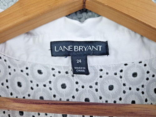 Lane Bryant Womens Top Size 24 White Sleeveless Button Front Eyelet Back - Picture 4 of 14