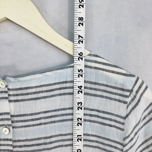J.Jill Love Linen Shirt Women's Small 100% Linen Striped Pastel Gray Multicolor - Picture 11 of 11