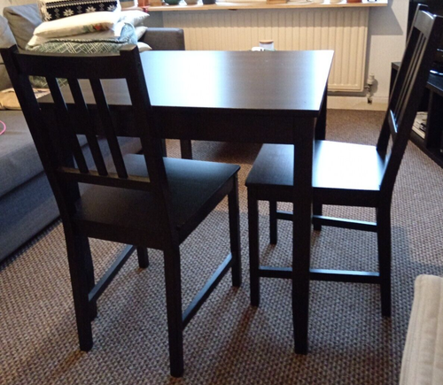 black dining table and 2 chairs IKEA - Picture 2 of 7