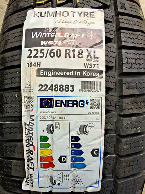 1x 225/60 R18 104H XL Winterreifen Kumho WinterCraft WS71 SUV (D/C/72) NEU 3PMSF