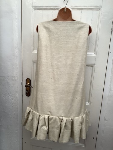 BNWOT ROCHAS PARIS BEIGE DROP WAIST SLEEVELESS WOVEN DRESS SIZE 40/UK8 - Picture 5 of 10