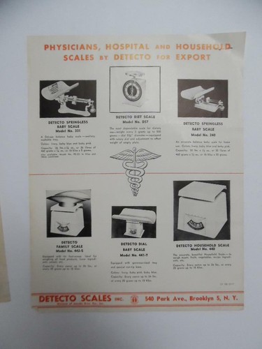1949 Detecto Scale Catalog Sheet Lot Doctor Medical Household Brooklyn Vintage - Picture 4 of 5