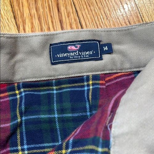 Vineyard Vines Beige Chinos with Plaid Flannel Lining Kids 14 - Picture 2 of 8