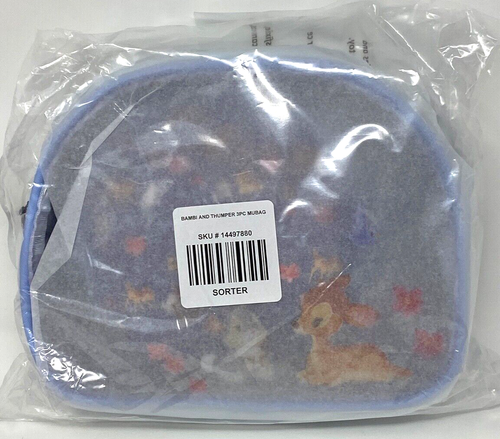 NWT EXCLUSIVE 3Pc Disney BAMBI Watercolor Cosmetic Travel Pen Pencil Bag Set - Picture 3 of 5
