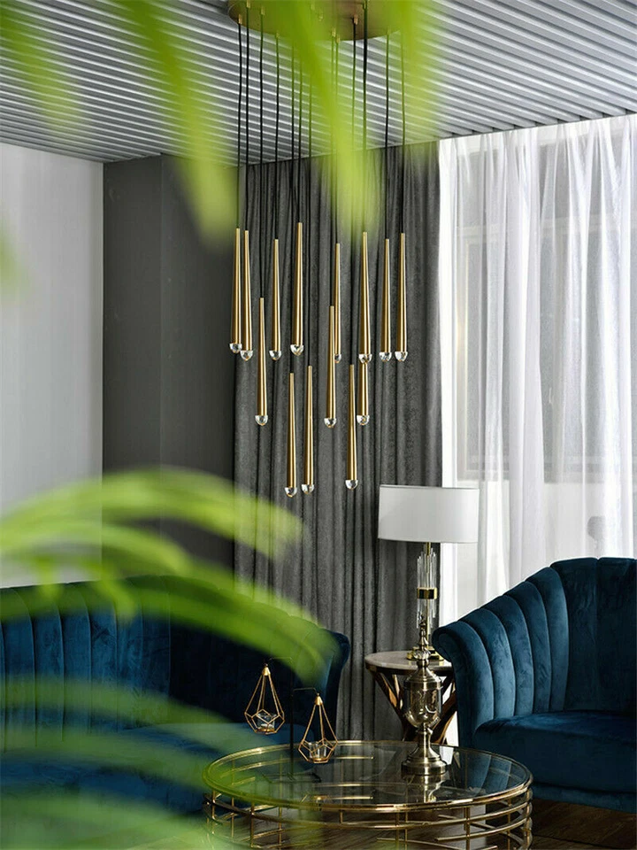 现代豪华吊坠1-32灯水晶吊灯黄铜金属吊灯 — 第 4/4 张图片