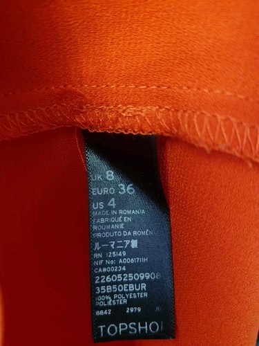 Topshop Orange Satin Bodycon Mini Dress UK8 EU36 US4 Strap Flare Top Party Dress - Picture 7 of 16