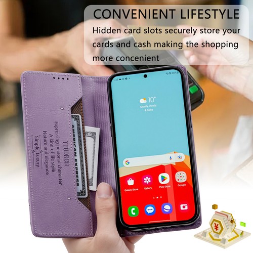 For Samsung Galaxy S23 S22 S21+ RFID Blocking Stand Card Magnetic Leather Case - Picture 20 of 65