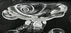 Vintage Crystal Glass Dish Footed Scallop Edge Double Handle Flower Petal 6.5"