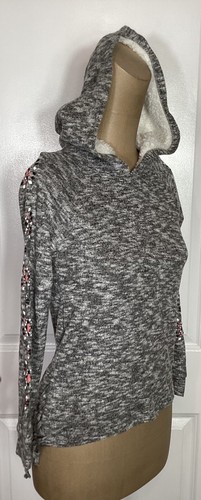 NEW Girls MUDD Hoodie Gray Size 7-8 Faux Fur Lined Hood Retail $36 Long Sleeves - Picture 3 of 12