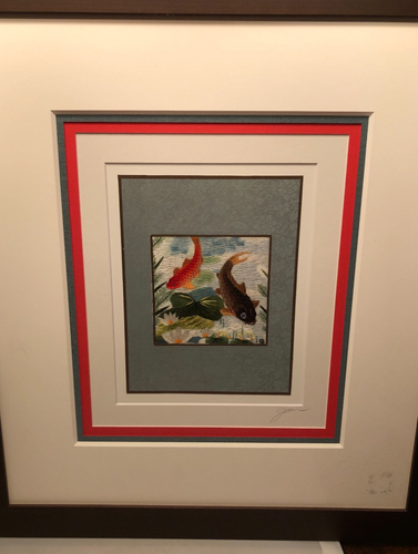 Yan Inlow Signed Koi fish embroidery Art - Picture 2 of 11