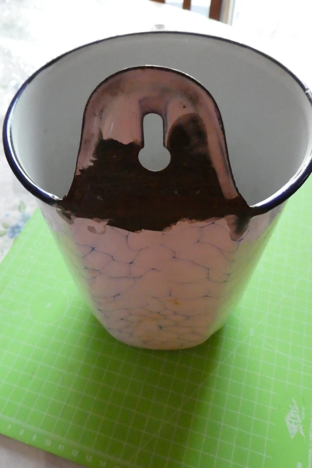 ANCIEN POT A LAVEMENT HOPITAUX DE PARIS 2 LITRES MOUCHETE LISERE BLEU VOIR PHOTO - Photo 4/4