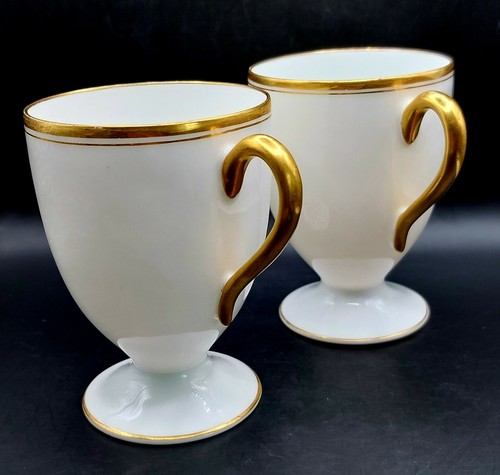 Antique Haviland White Bone China Demitasse/Expresso Cups Hand Painted Gold Trim
