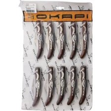 Okapi Big Sable Pocket Knife 10 PCs SET 3.75 Carbon Steel Blade Brown Resin Wood