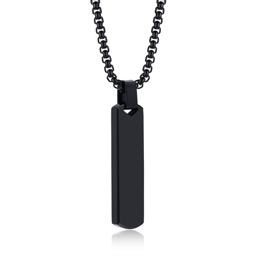 Collar Colgante Rectángulo Negro Oro Plata Azul Acero Inoxidable 316 Grabable - Imagen 7 de 16