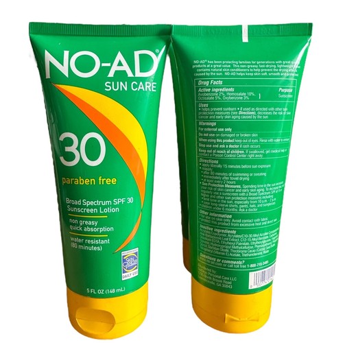 NO-AD Sunscreen Lotion BROAD SPECTRUM SPF 30, 5 oz. 4 - Pack READ - Picture 3 of 5