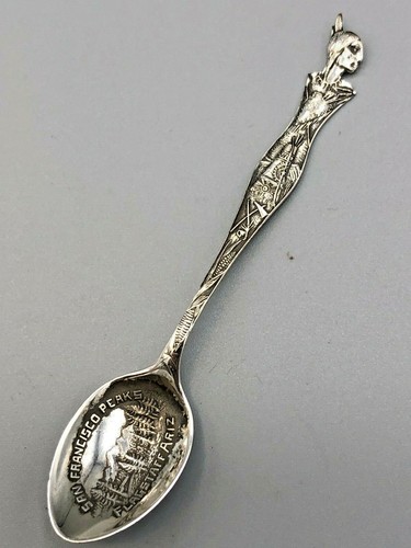 Flagstaff, Arizona little Souvenir Spoon Sterling Silver, 3.5", Indian bust