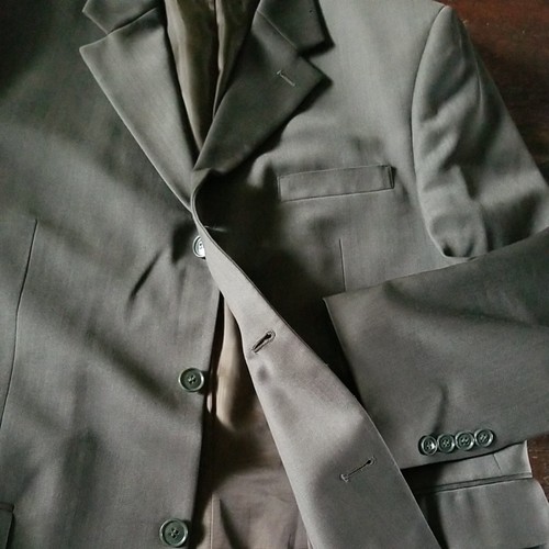 Men's Olive Green Suit Jacket 42R Sport Coat ~ 96% Wool ALBERT NIPON  - Picture 2 of 11