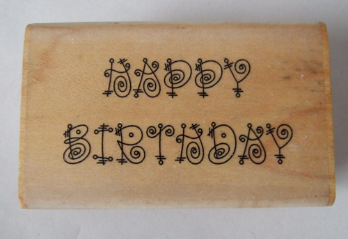 INCA STAMP CRAZY BIRTHDAY 7030-B WOOD BACKED RUBBER STAMP CRAFT **CLEARANCE - Picture 1 of 4