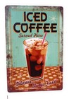 ICED COFFEE SERVED HERE, DELICIOUS ALWAYS FRESH METAL TIN SIGN, 8-IN BY 12-IN