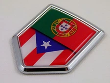 Portugal / Puerto Rico Flag Car Chrome Emblem Decal Sticker