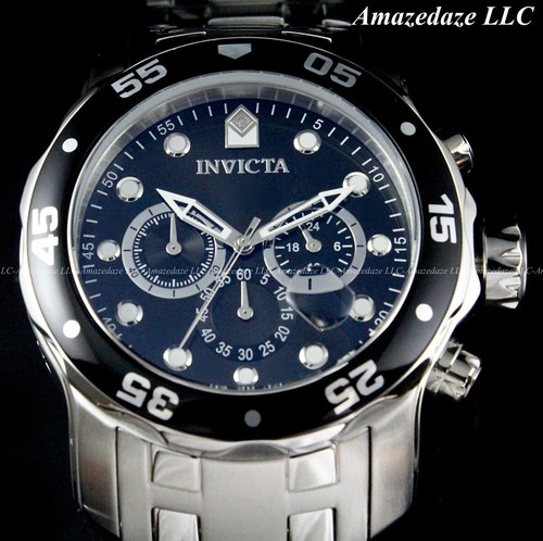 NEU Invicta Herren Pro Diver Scuba VD53 Chronograph Edelstahl schwarzes Zifferblatt Uhr - Bild 6 von 10