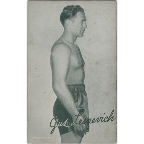 Gus Lesnevich 1940er Boxen Ausstellung Arcade Card Supply Co Vintage LH Champion GESCHICHTE - Bild 2 von 3