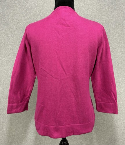 L.L. Bean Women’s Medium Angora Blend Cardigan Ruffled Magenta 3/4 Sleeve READ - Picture 8 of 12