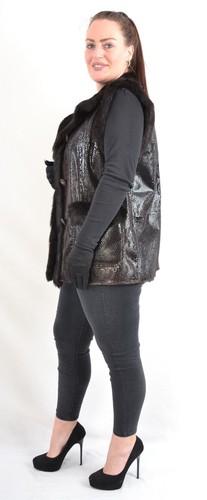 US5144 REAL LAPIN KANIN VEST CONEY FUR VEST RABBIT FUR JACKET - REX KANIN WESTE - Picture 12 of 24