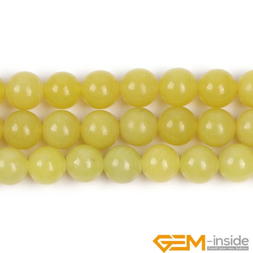 Yellow Lemon Butter Jade Gemstone Round Loose Beads For Jewelry Making 15" AU - Picture 44 of 49